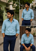 Aqua Blue Shirt & Navy Blue Pant Combo