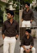 Dark Brown Shirt & Ivory Pant Combo