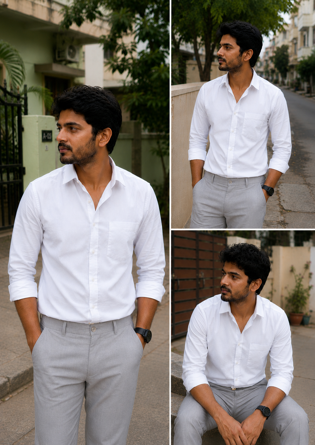 White Shirt & Lite Grey Pant Combo