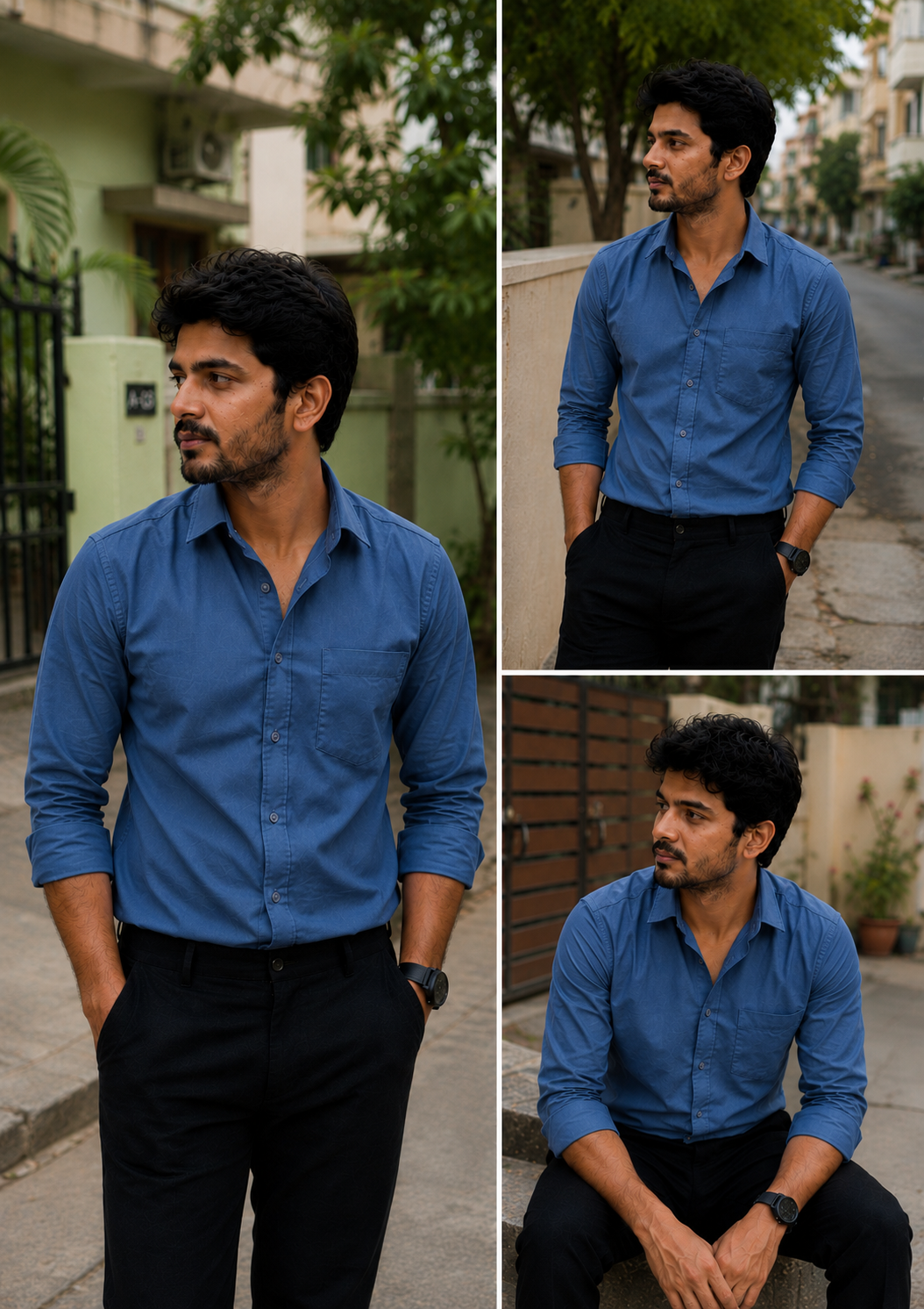 Royal Blue Shirt & Black Pant Combo