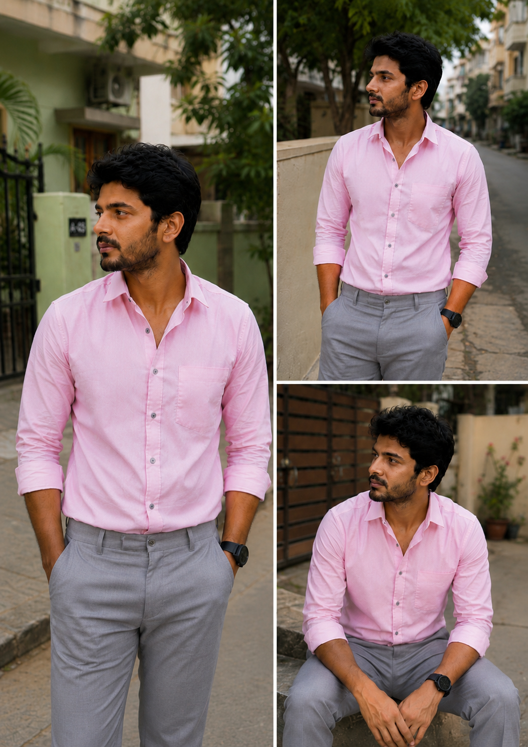 Rose Shirt & Lite Grey Pant Combo