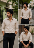 Biscuit Colour Shirt & Black Pant Combo