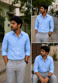 Sky Blue Shirt & Lite Grey Pant Combo