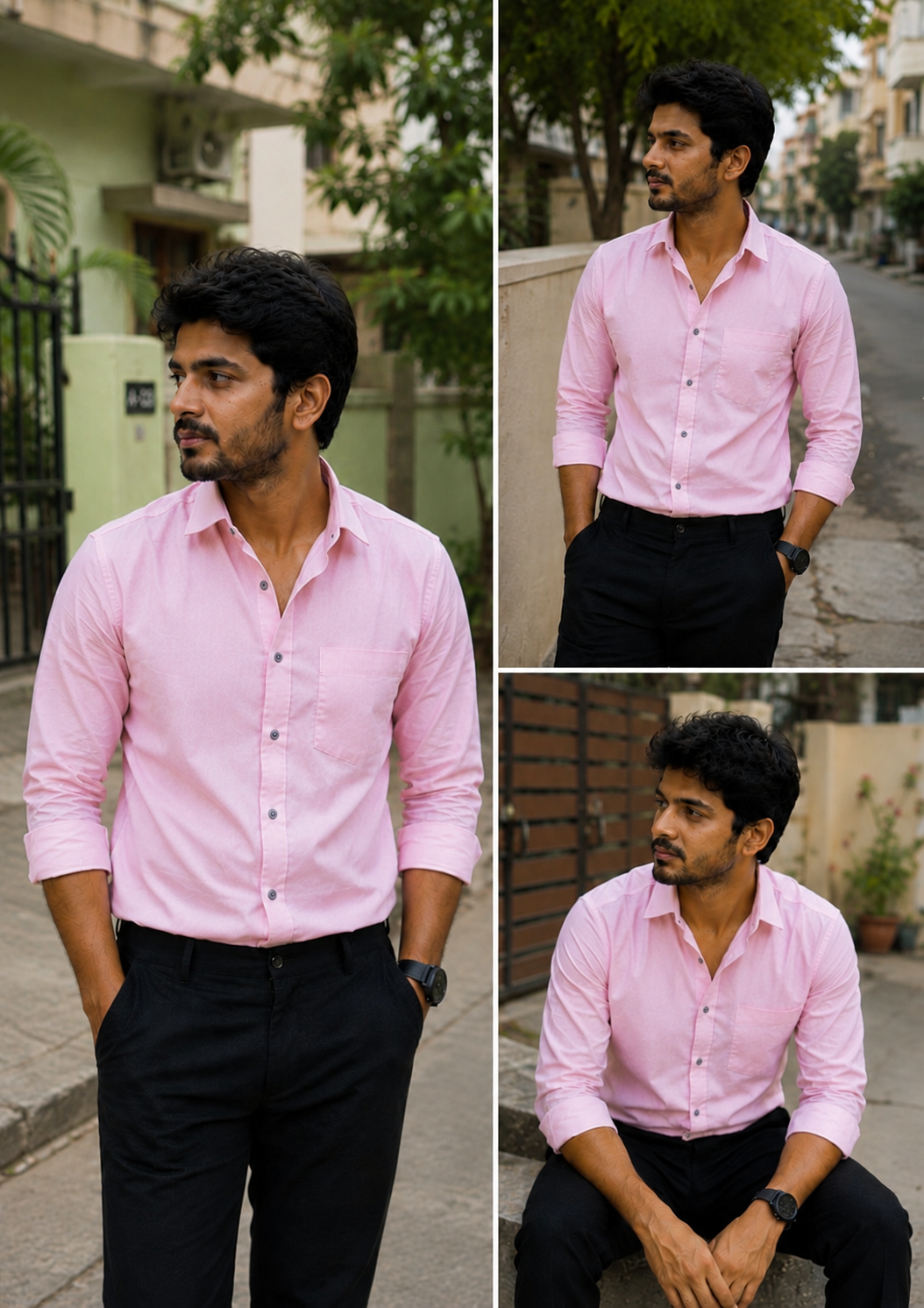 Rose Shirt & Black Pant Combo