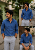 Royal Blue Shirt & Lite Grey Pant Combo