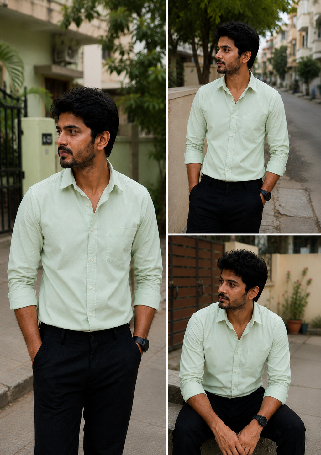 Pista Green Shirt & Black Pant Combo