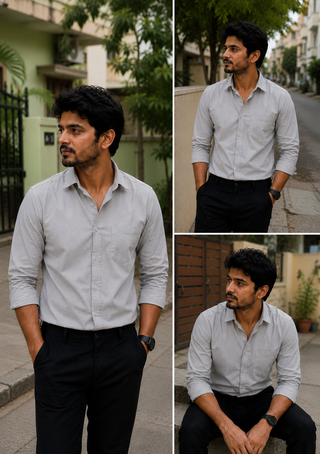 Lite Grey Shirt & Black Pant Combo