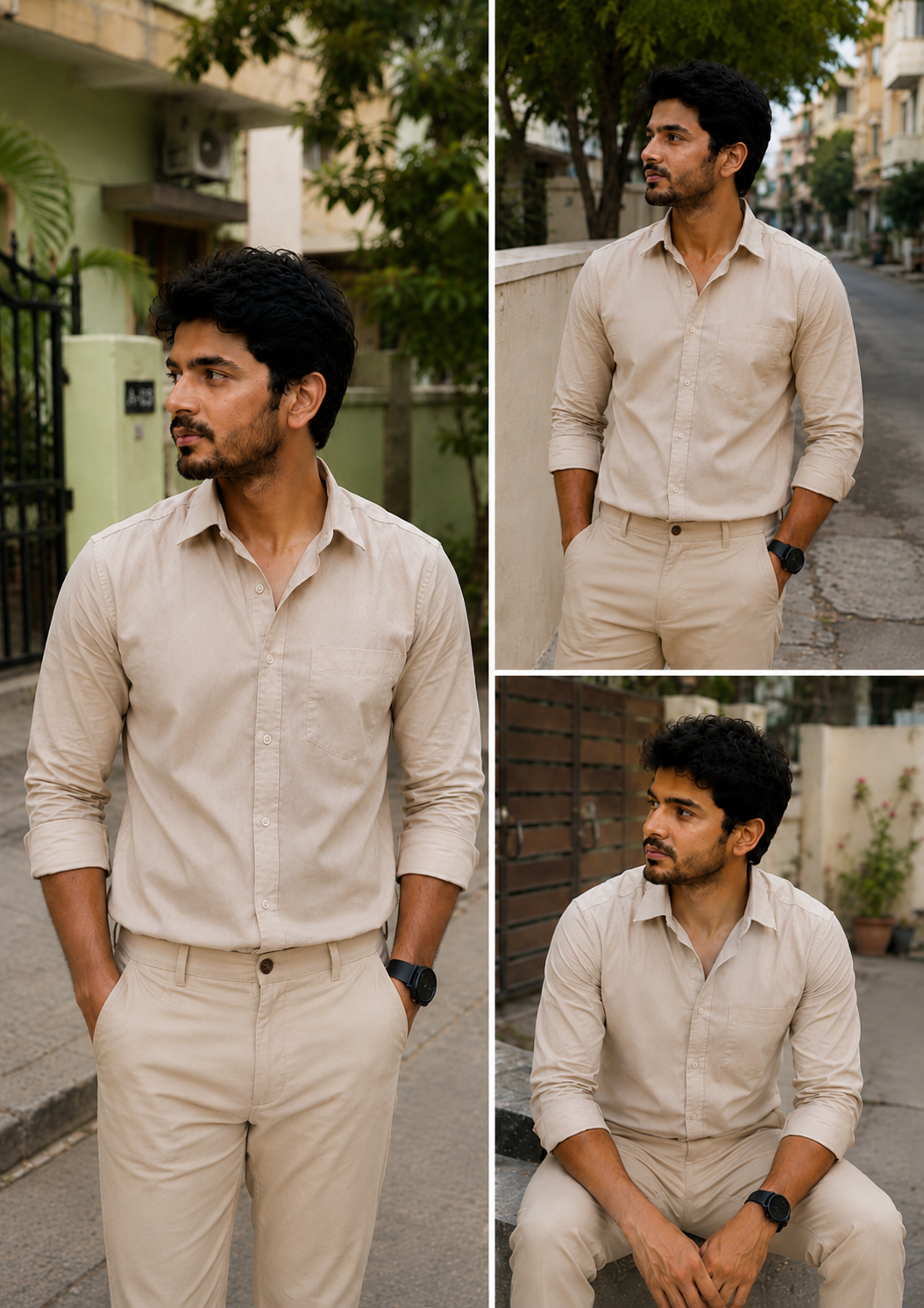 Biscuit Colour Shirt & Sandal Pant Combo
